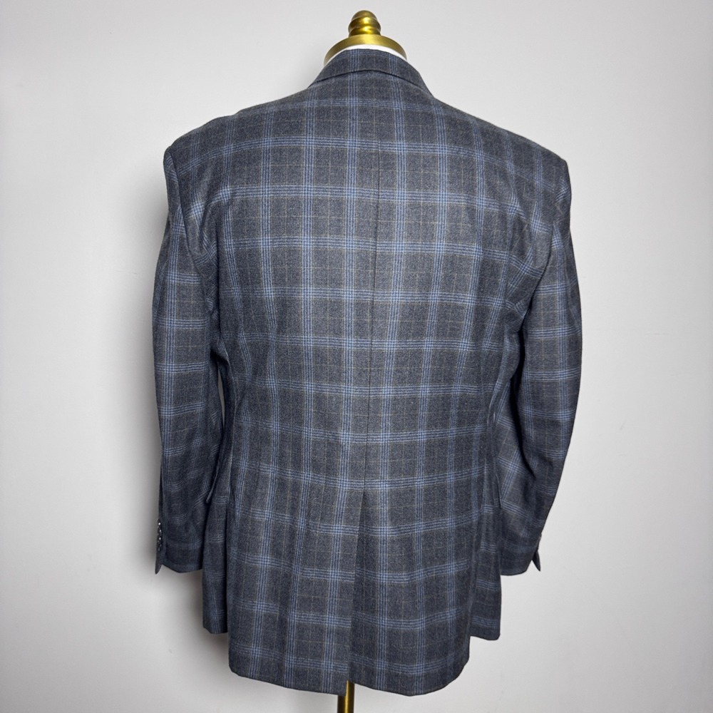 Royal Classic Blazer Mens 42S Grey Blue Plaid Notch Lapel Single Vent 2-Button - Picture 3 of 5